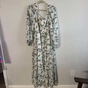Baltic Born White and Green Floral Maxi Dress
